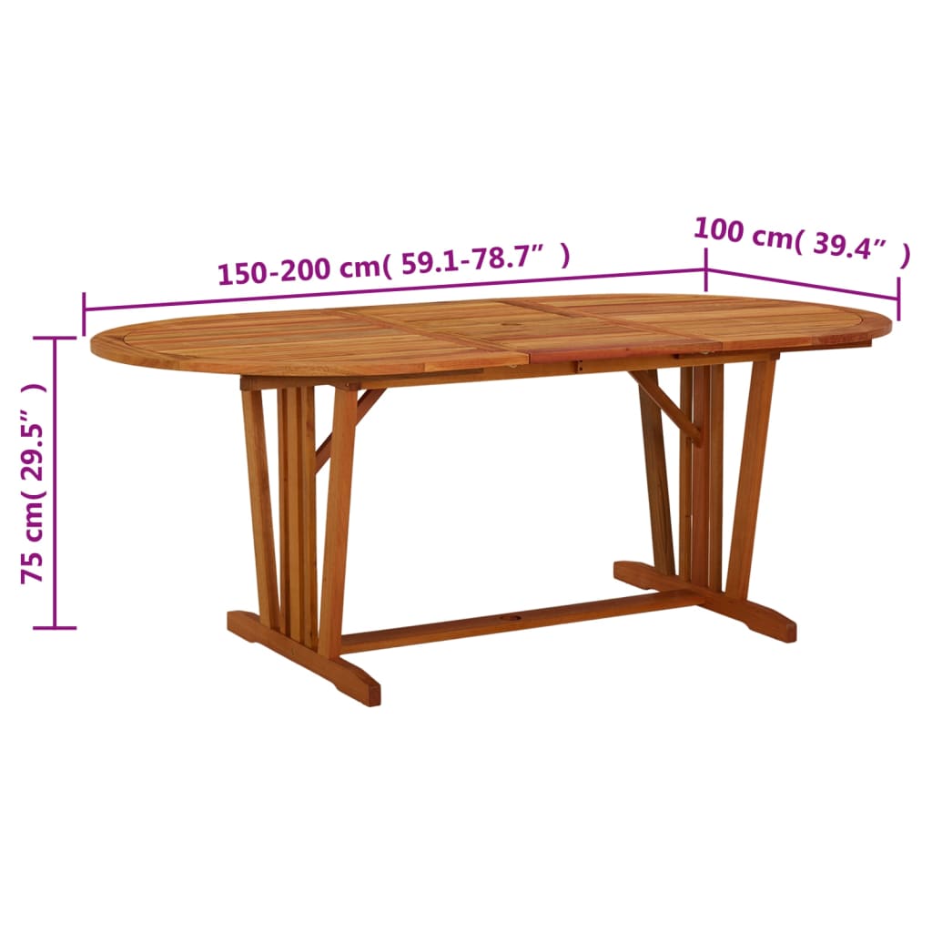 Table De Jardin 200X100X75 Cm Bois D'eucalyptus Solide