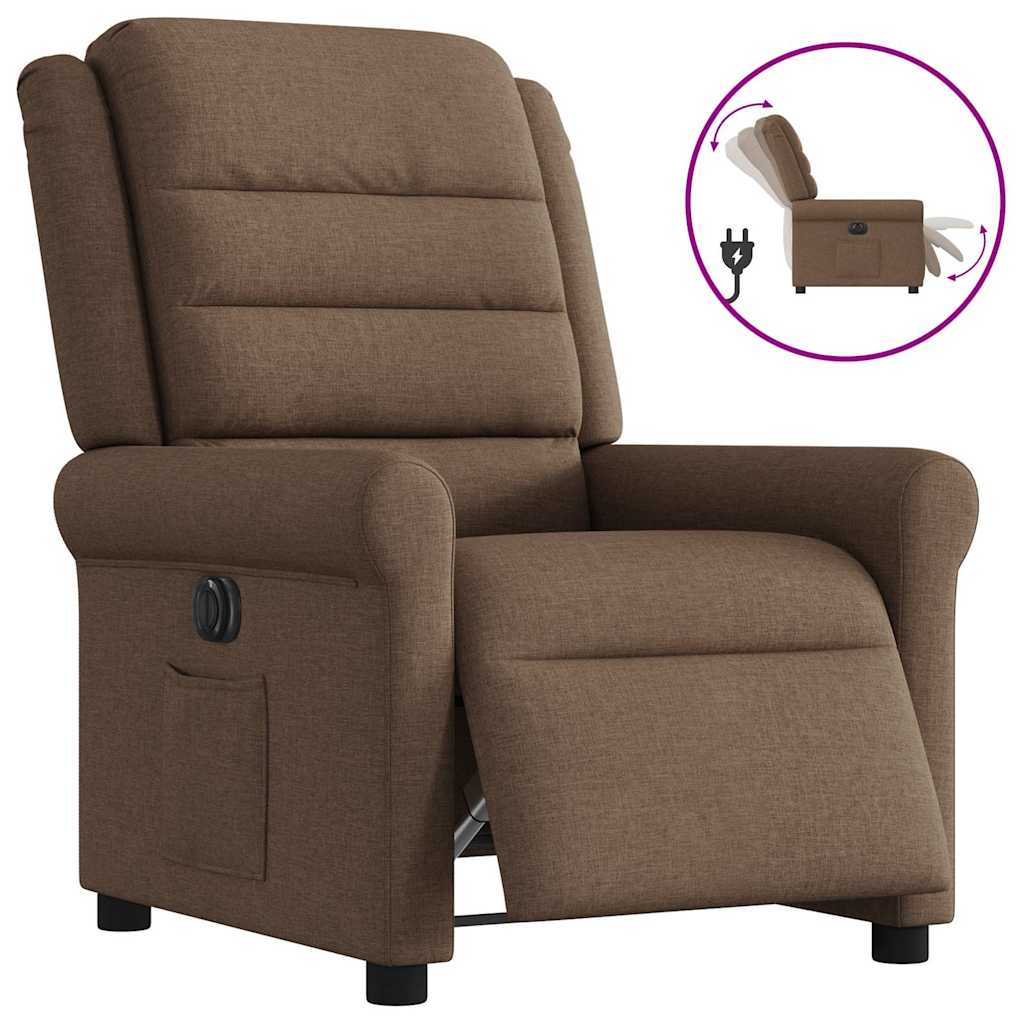 Fauteuil Inclinable De Massage Électrique Tissu Marron