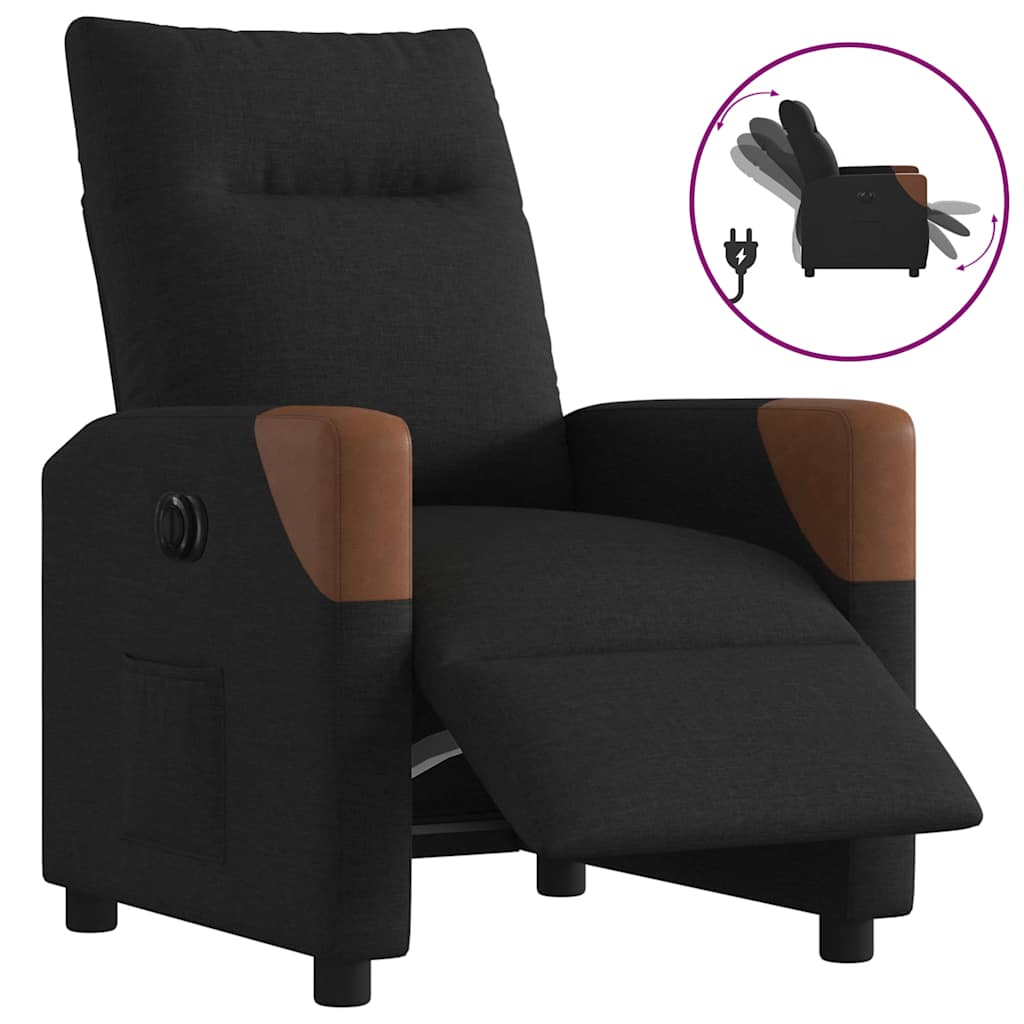 Fauteuil De Massage Inclinable Électrique Tissu Noir