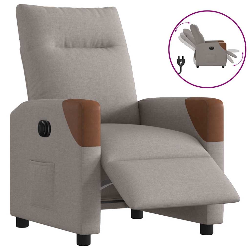 Fauteuil De Massage Inclinable Électrique Tissu Taupe
