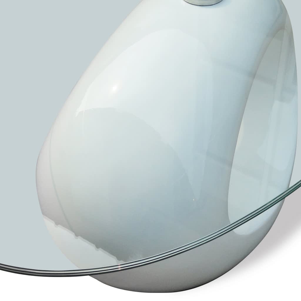 Table Basse Avec Dessus De Table En Verre Ovale Brillant