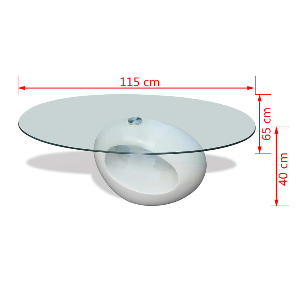 Table Basse Avec Dessus De Table En Verre Ovale Brillant