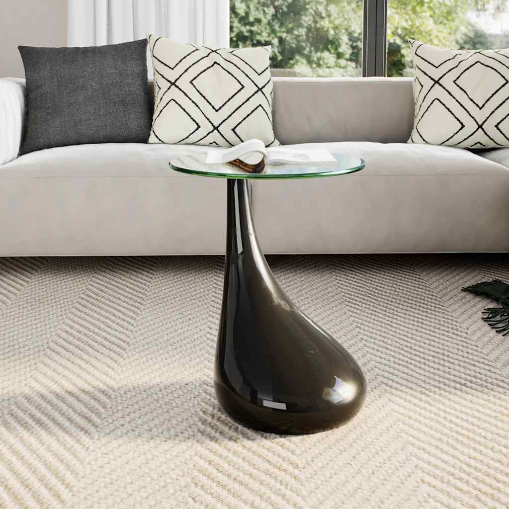 Table Basse Avec Dessus De Table En Verre Rond Brillant