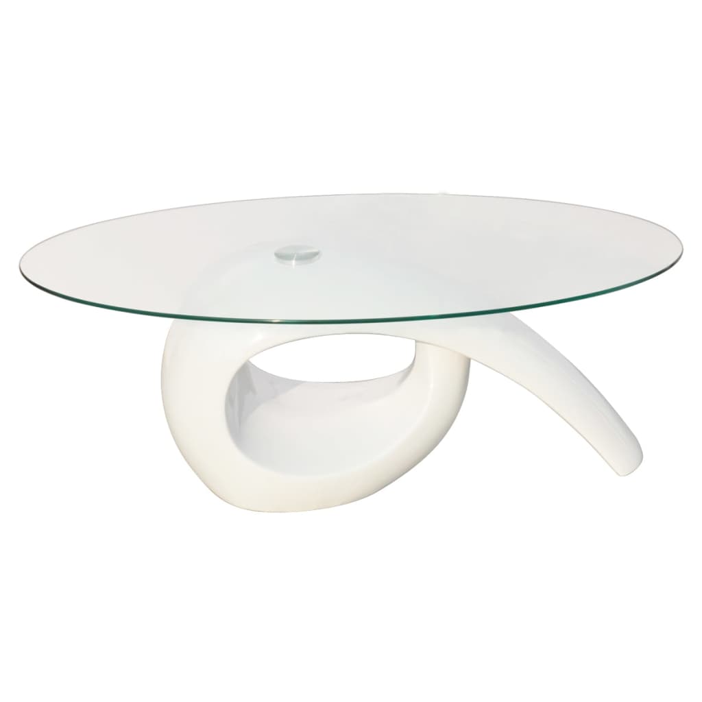 Table Basse Avec Dessus De Table En Verre Ovale Brillant