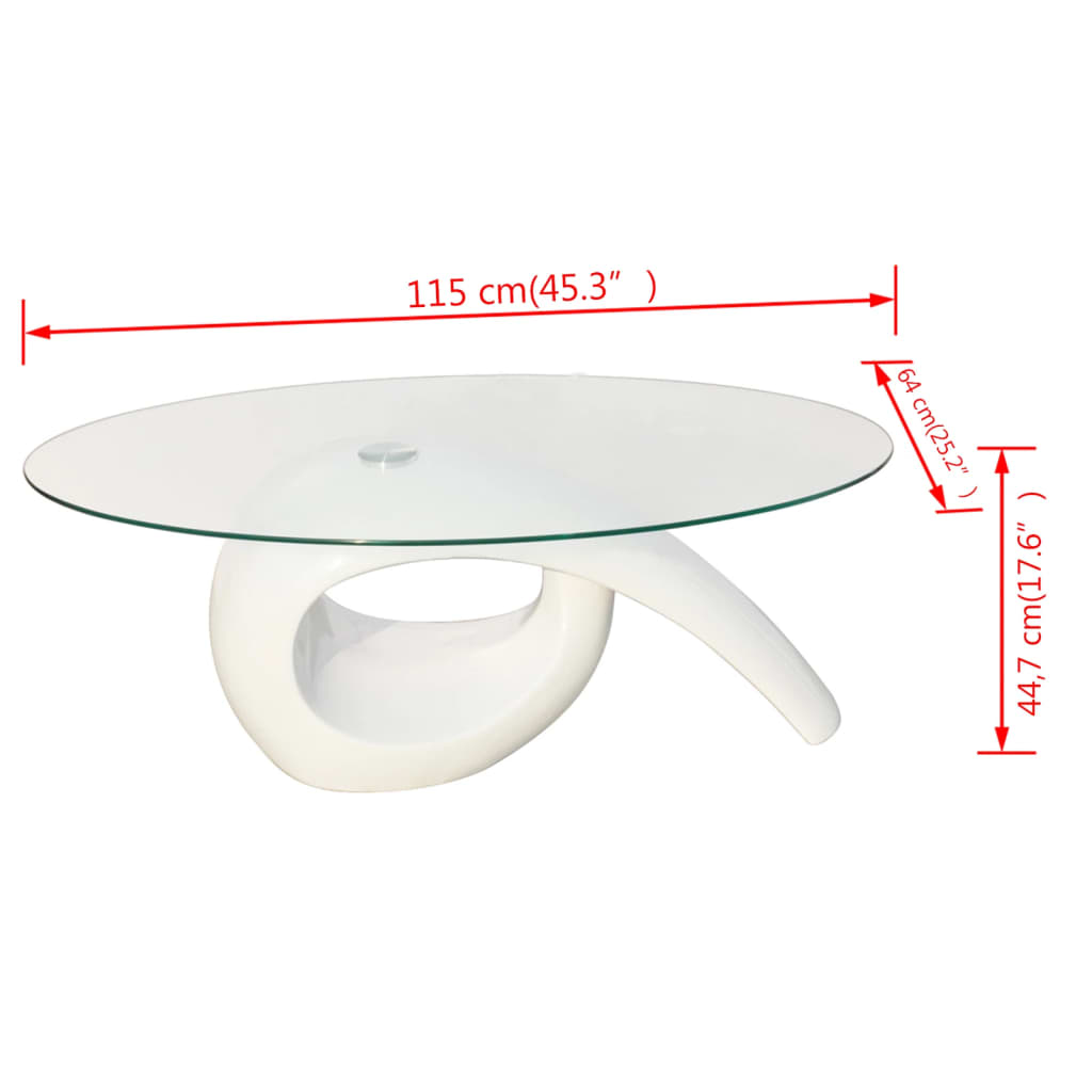 Table Basse Avec Dessus De Table En Verre Ovale Brillant