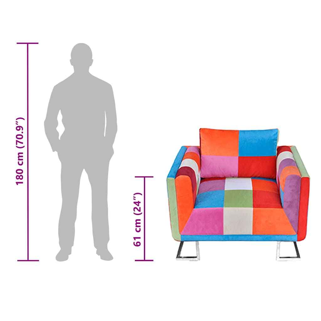 Fauteuil Cube Avec Design De Patchwork Chrome Tissu Marron