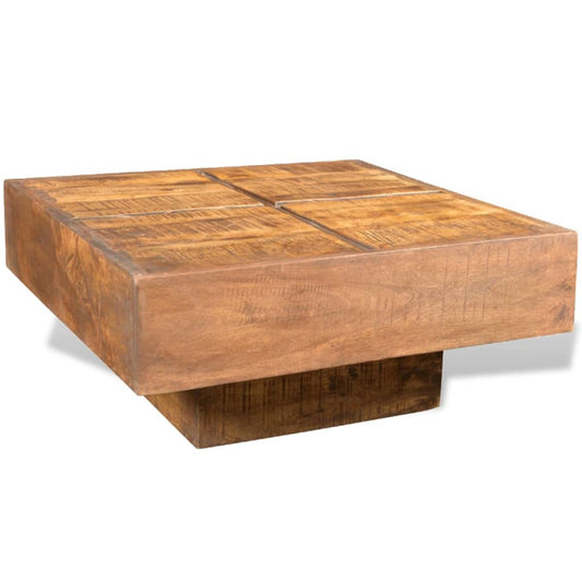 Table Basse Carrée Marron Bois Massif De Manguier