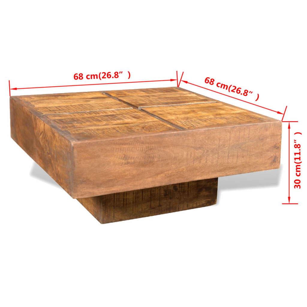 Table Basse Carrée Marron Bois Massif De Manguier