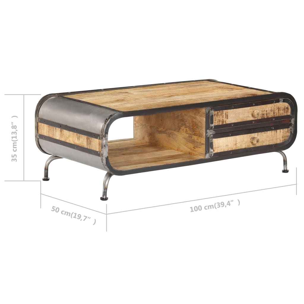 Table Basse 100X50X35 Cm Bois De Manguier Massif