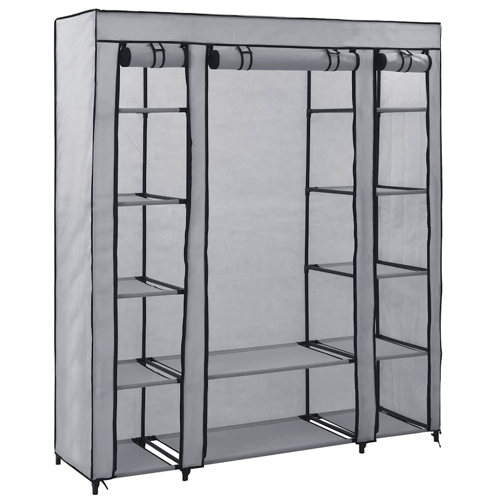 Wardrobe with Compartments and Rods Grey 150x45x176 cm Fabric