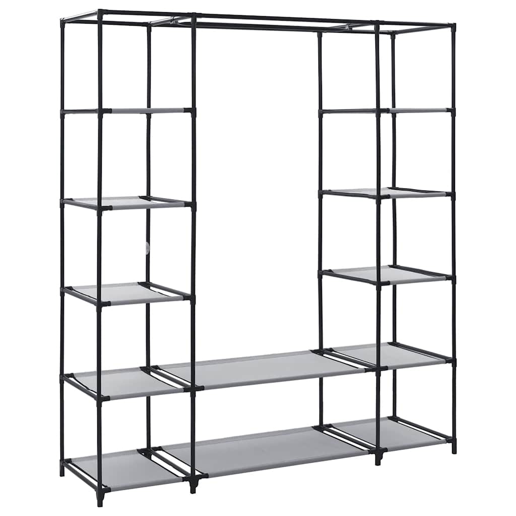 Wardrobe with Compartments and Rods Grey 150x45x176 cm Fabric