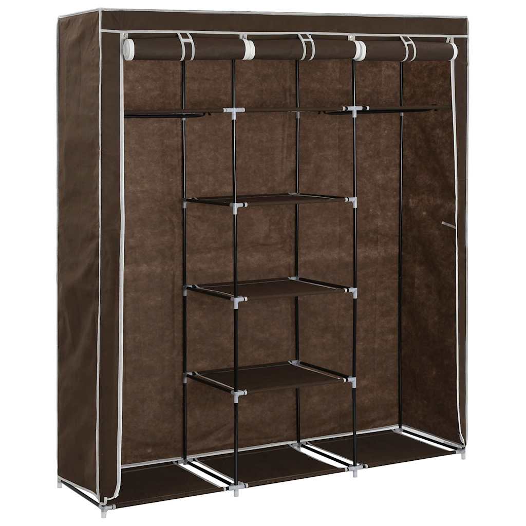 Wardrobe with Compartments and Rails Brown 150x45x175 cm Fabric