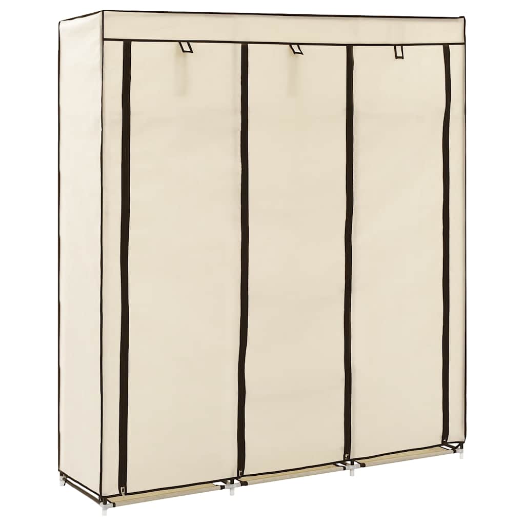 Wardrobe with Compartments and Rails Cream 150x45x175 cm Fabric