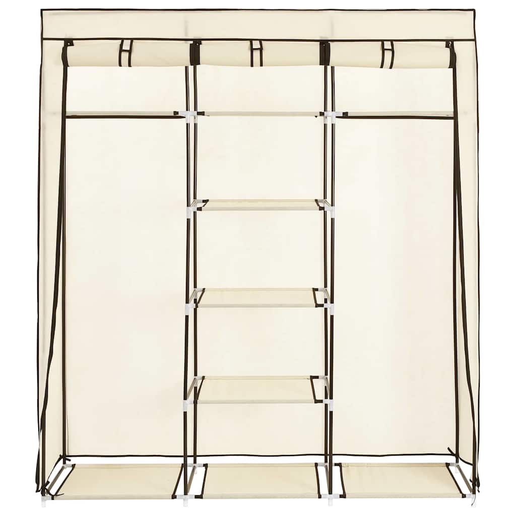 Wardrobe with Compartments and Rails Cream 150x45x175 cm Fabric
