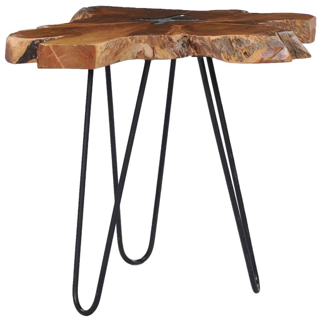 Table Basse 70X45 Cm Bois De Teck Massif Et Polyrésine