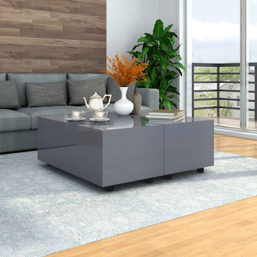 Table Basse Brillant Bois D'ingénierie