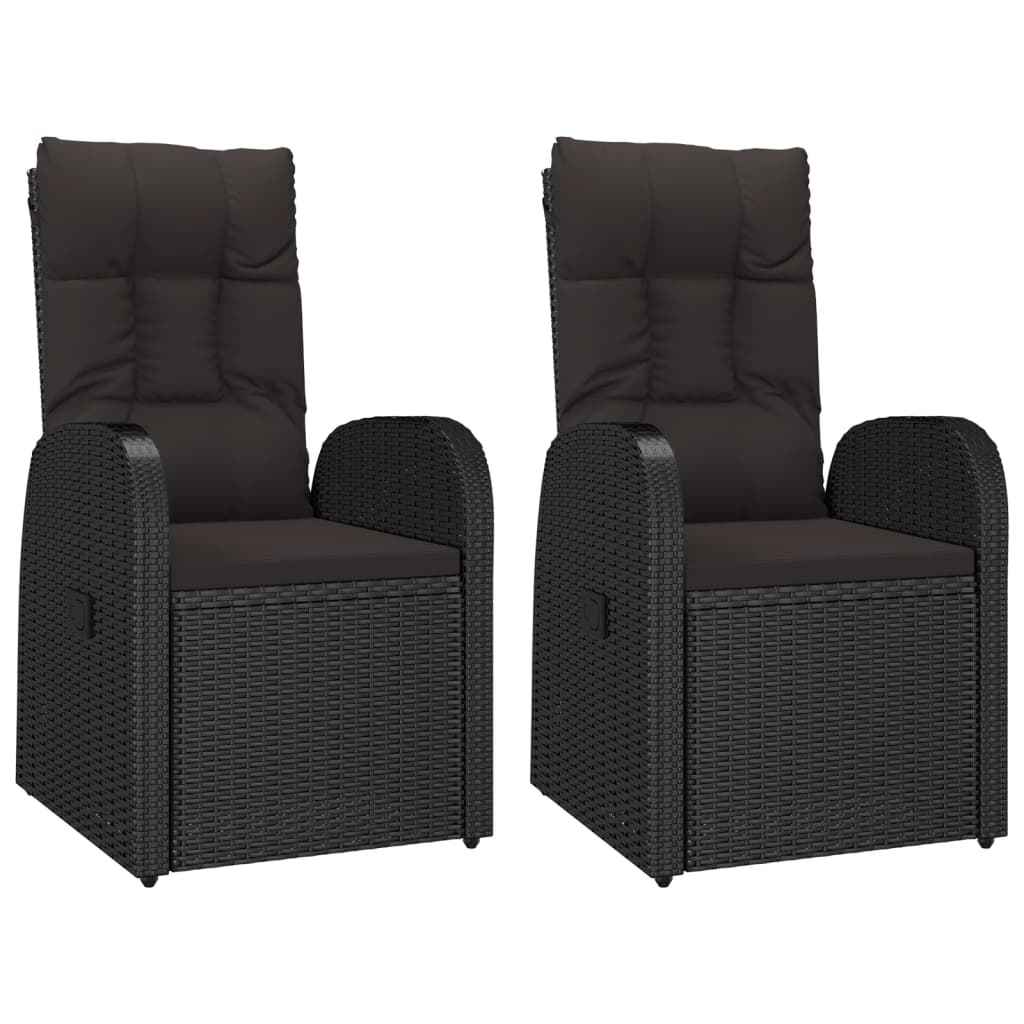 Chaise Inclinable De Jardin 2Pc Et Coussins Résine Tressée