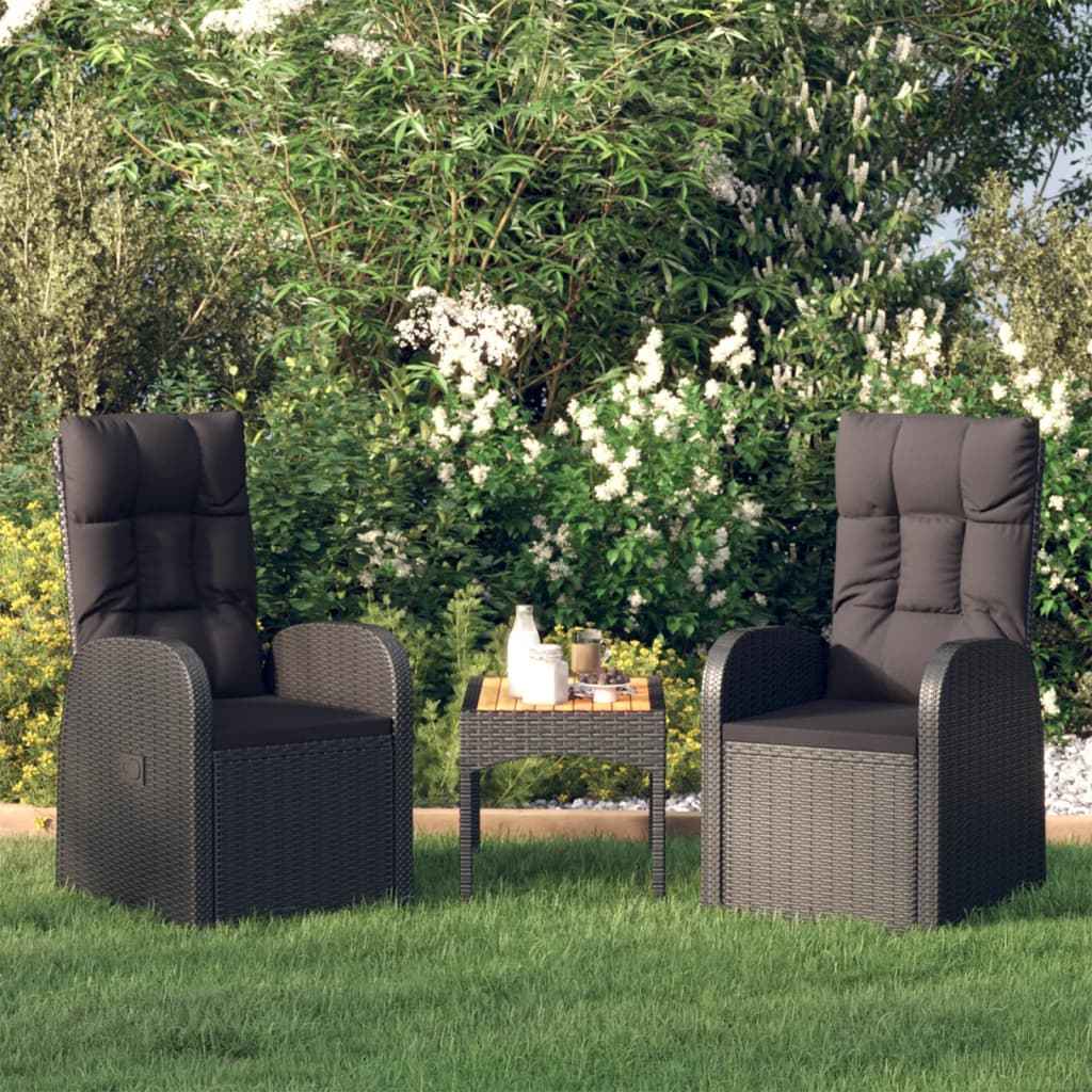 Chaise Inclinable De Jardin 2Pc Et Coussins Résine Tressée