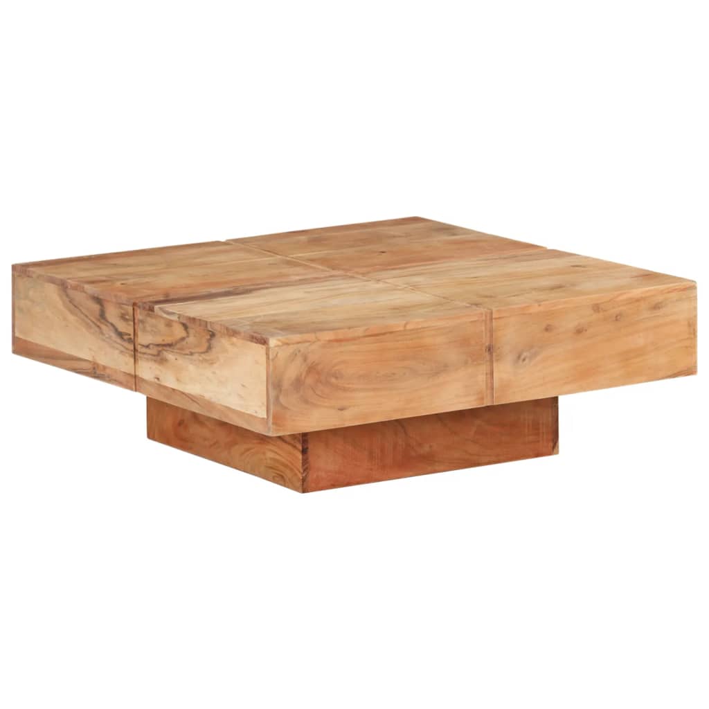 Table Basse Carrée Marron Bois Massif De Manguier