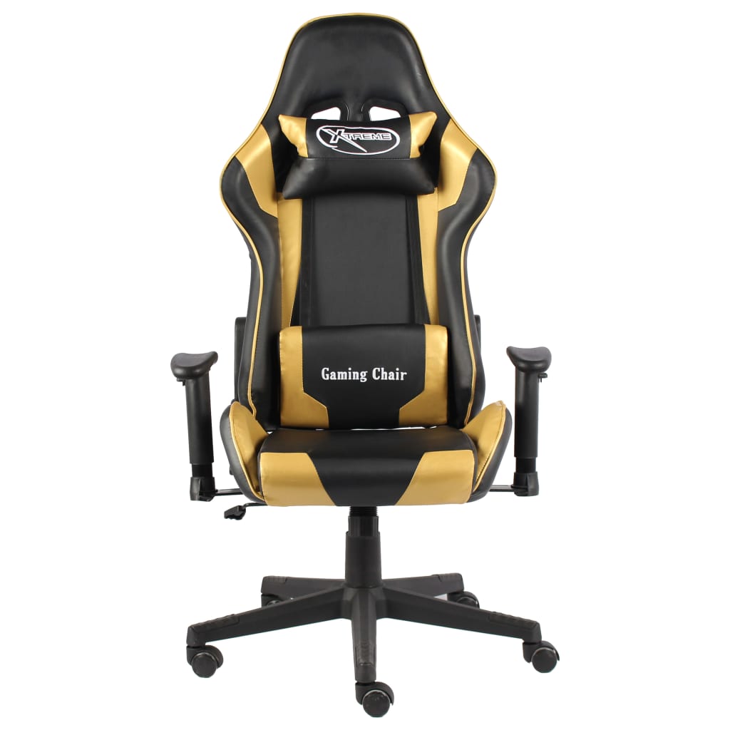 Swivel Gaming Chair Gold PVC