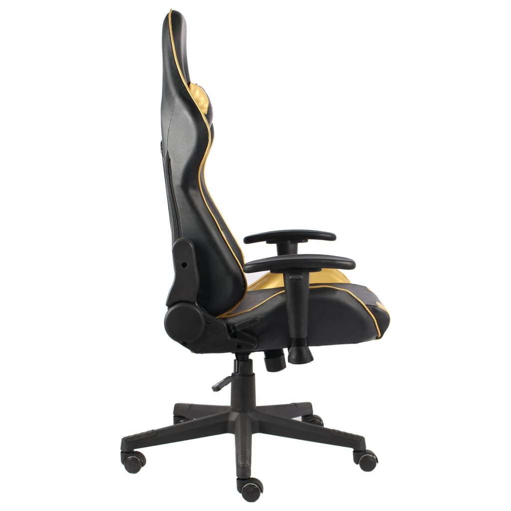 Swivel Gaming Chair Gold PVC