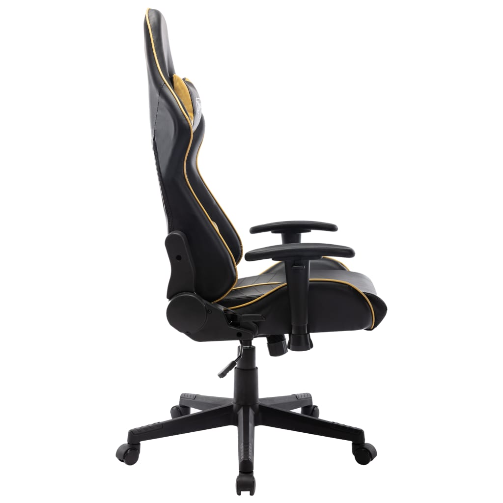Black and Gold Artificial Leather Gaming Chair