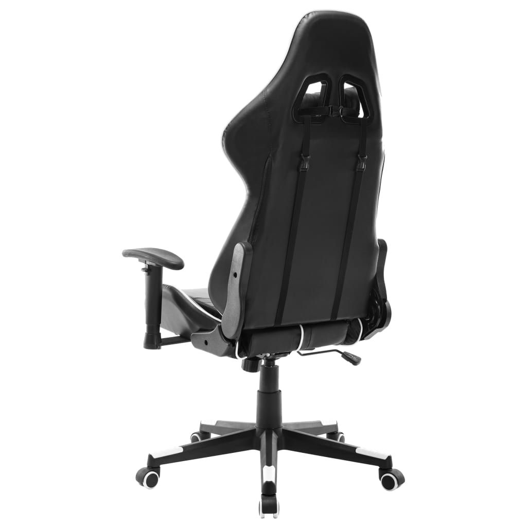 Gaming Chair Black and White Artificial Leather