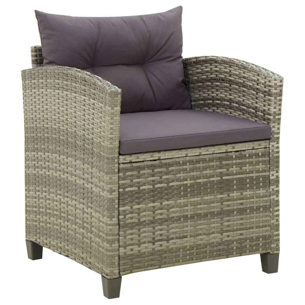 Chaise De Jardin Avec Coussins Résine Tressée Gris