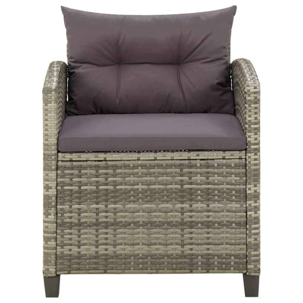 Chaise De Jardin Avec Coussins Résine Tressée Gris