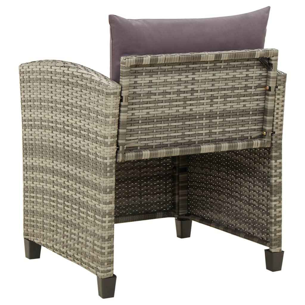Chaise De Jardin Avec Coussins Résine Tressée Gris