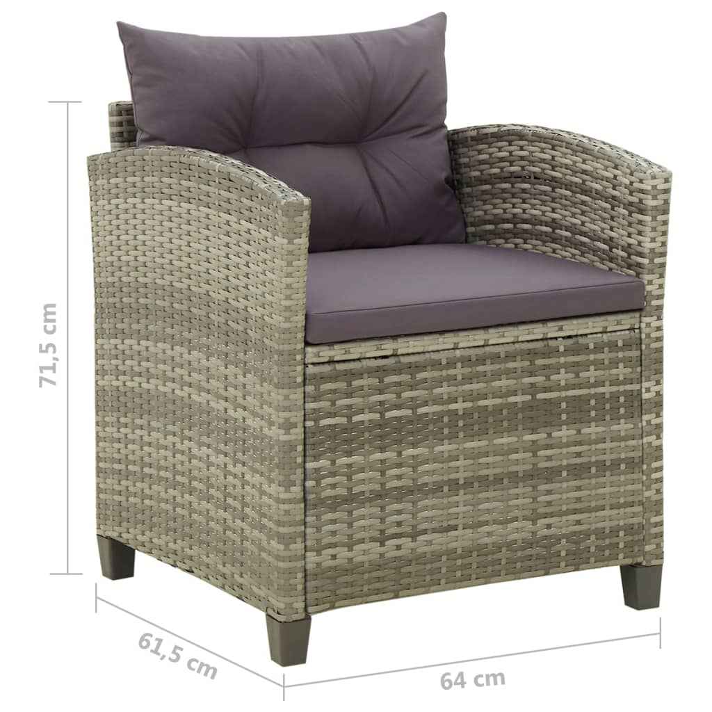 Chaise De Jardin Avec Coussins Résine Tressée Gris