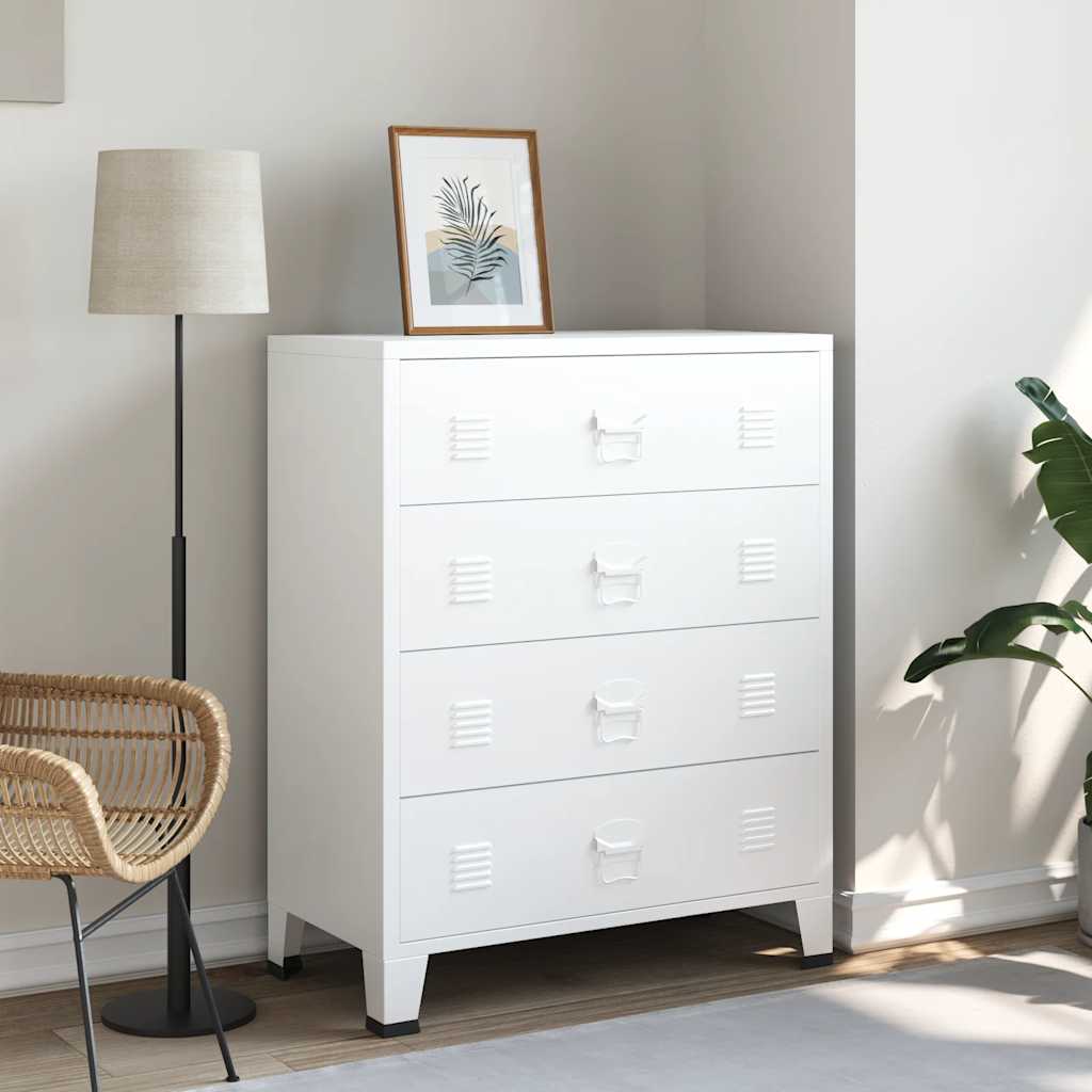 Industrial Chest of Drawers White 78x40x93 cm Metal