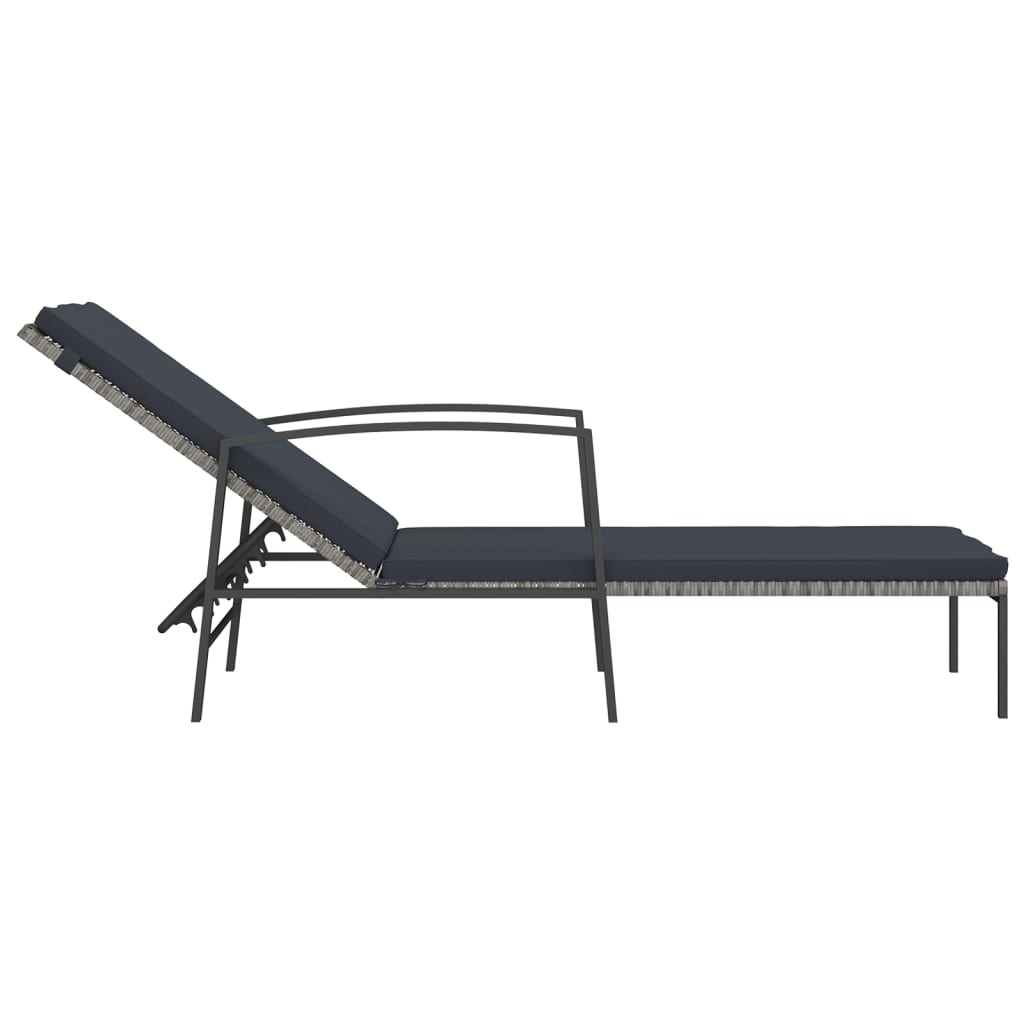 Chaise Longue De Jardin Avec Coussin Résine Tressée