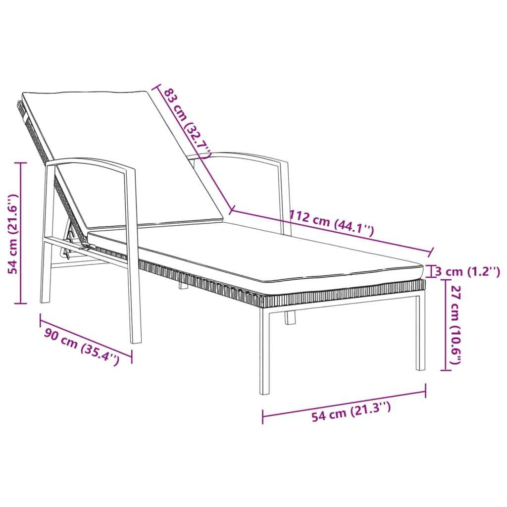 Chaise Longue De Jardin Avec Coussin Résine Tressée