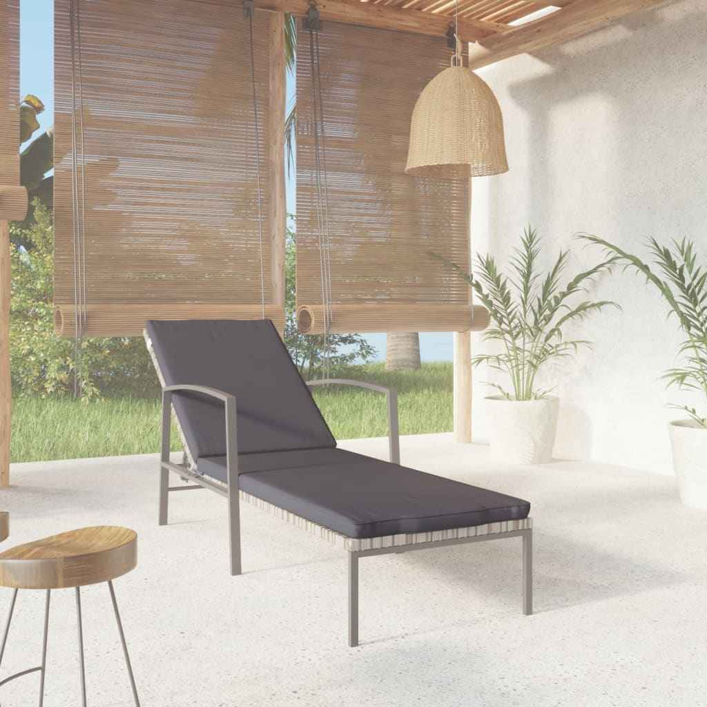 Chaise Longue De Jardin Avec Coussin Résine Tressée