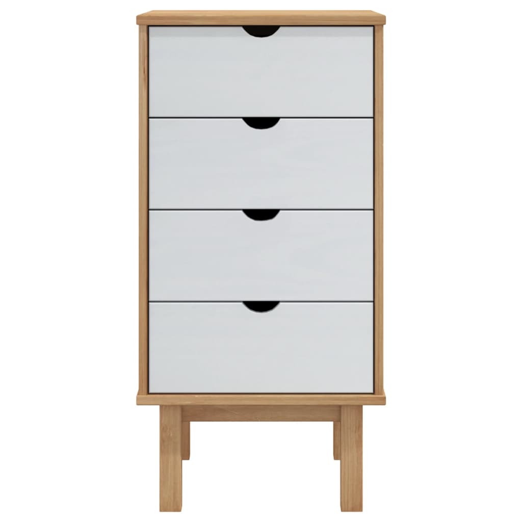 Commode OTTA marron et blanc 45x39x90 cm bois de pin massif