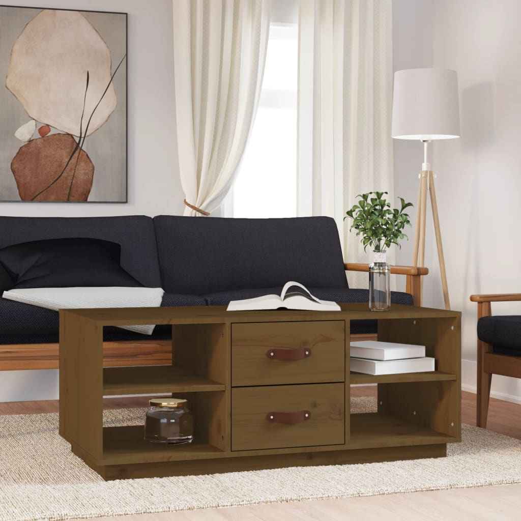 Table Basse 100X50X41 Cm Bois Massif De Pin