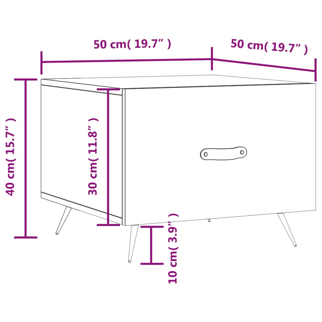 Table Basse 50X50X40 Cm Bois D'ingénierie