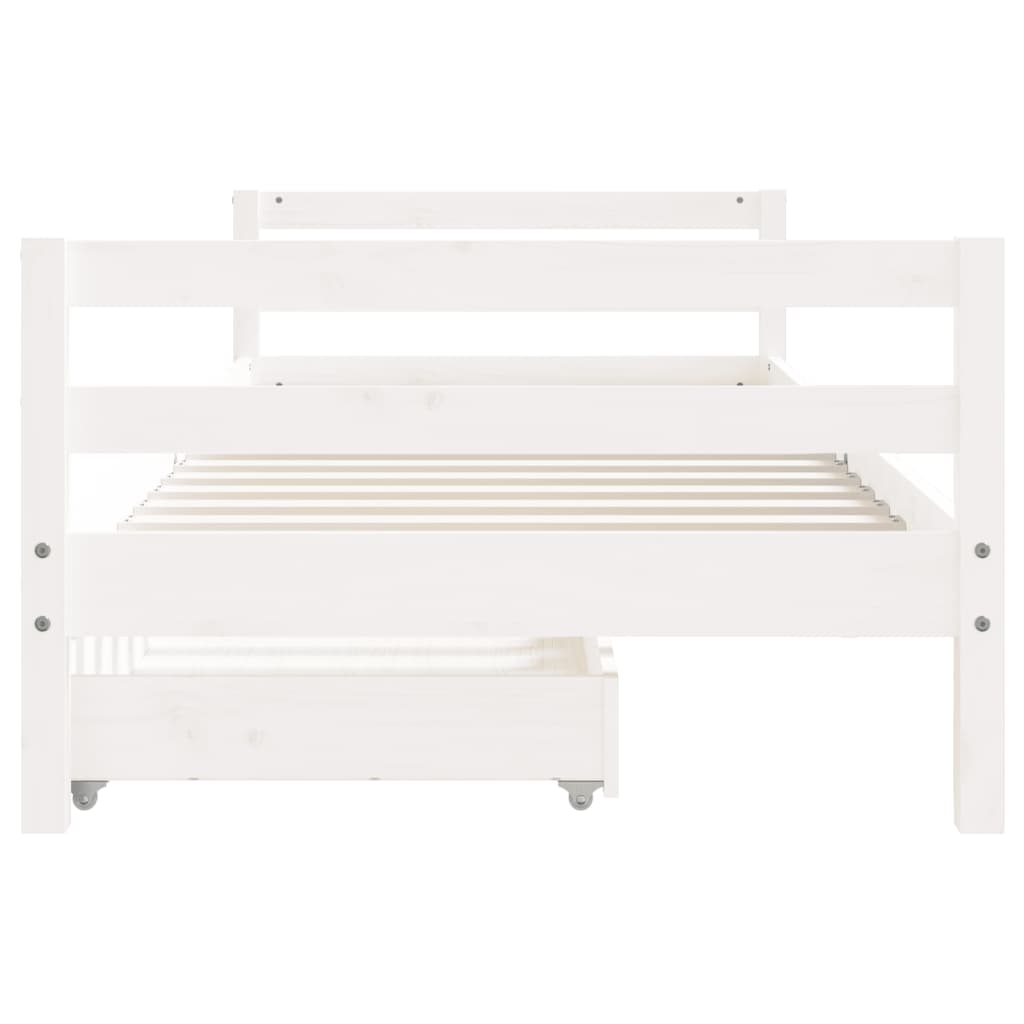 Cadre de lit enfant tiroirs blanc 90x200 cm bois de pin massif