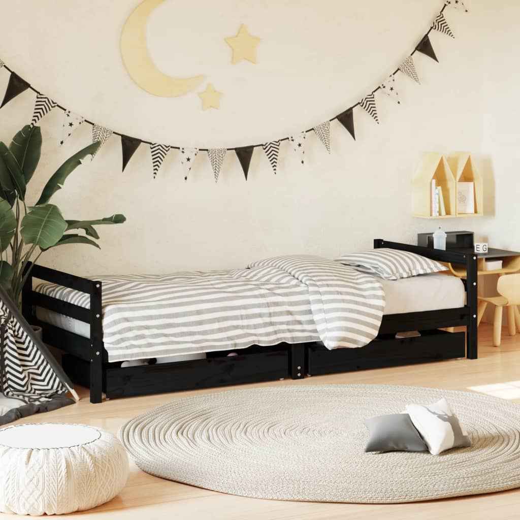 Cadre De Lit Pour Enfant Tiroirs 80X160Cm Bois Pin Massif