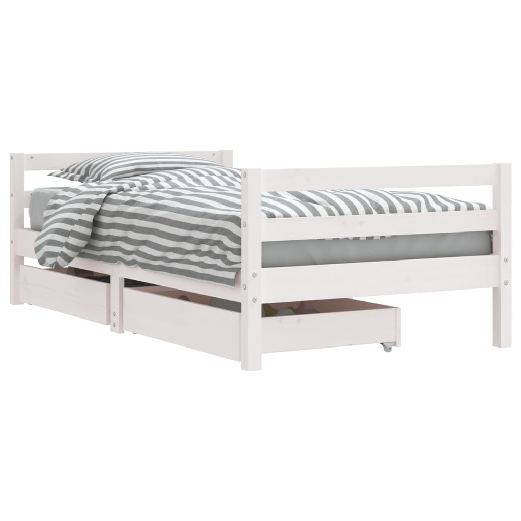 Cadre De Lit Pour Enfant Tiroirs 80X160Cm Bois Pin Massif