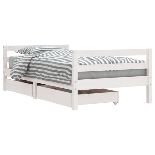 Cadre De Lit Pour Enfant Tiroirs 80X160Cm Bois Pin Massif