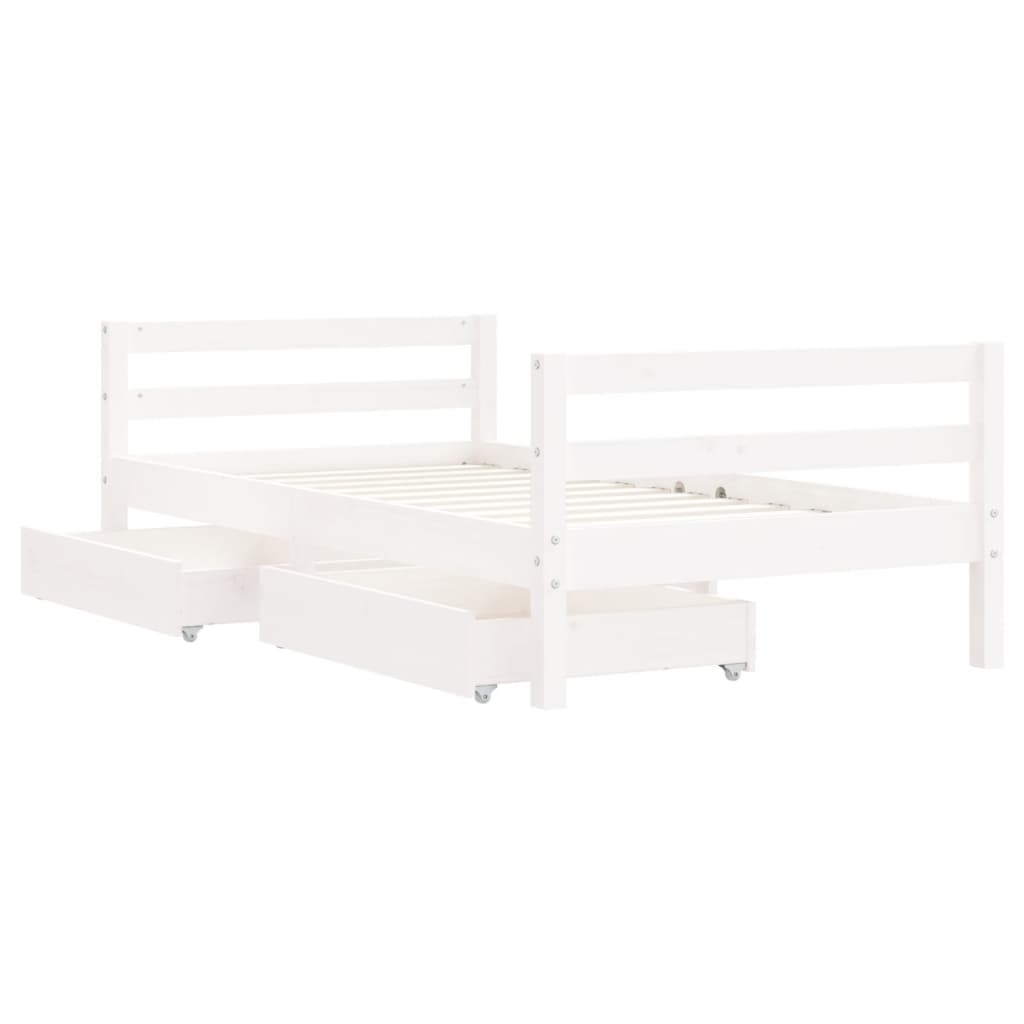 Cadre De Lit Pour Enfant Tiroirs 80X160Cm Bois Pin Massif