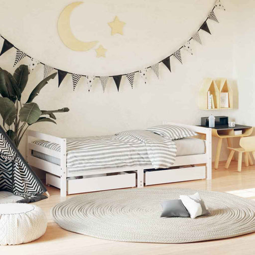 Cadre De Lit Pour Enfant Tiroirs 80X160Cm Bois Pin Massif