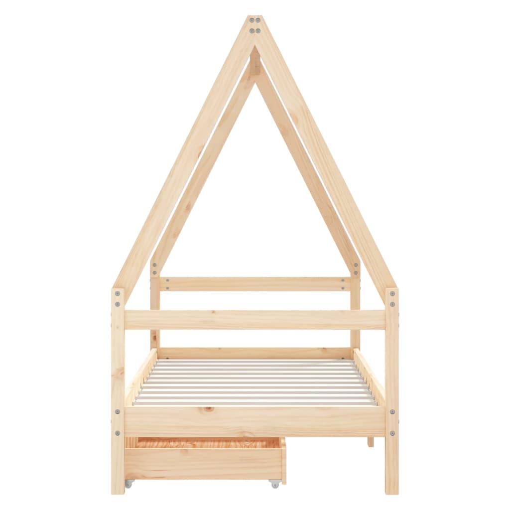 Cadre De Lit Pour Enfant Et Tiroirs 80X160Cm Bois De Pin Massif