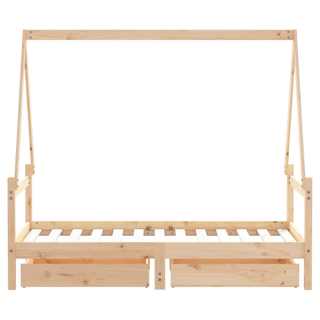Cadre De Lit Pour Enfant Et Tiroirs 80X160Cm Bois De Pin Massif