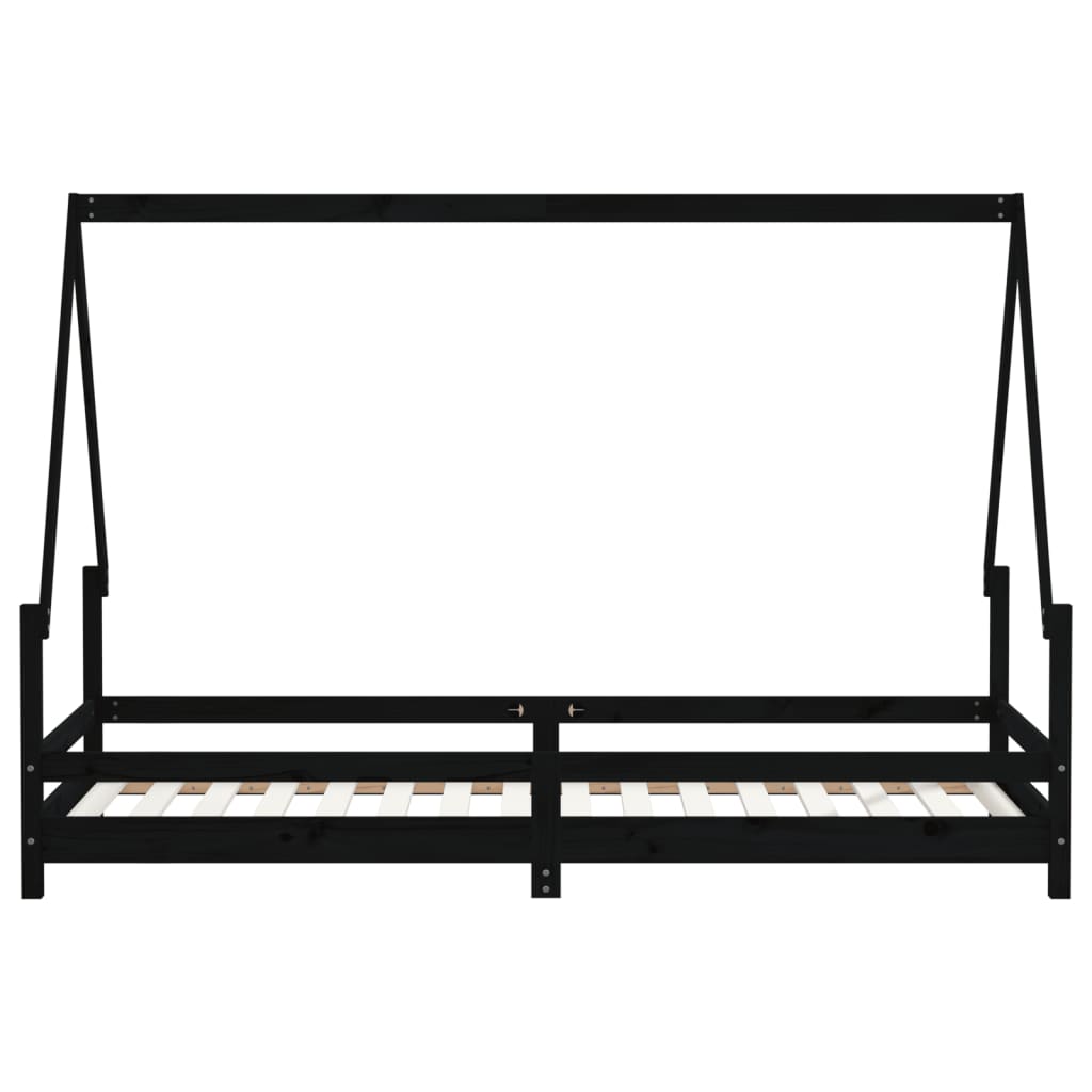 Cadre de lit pour enfants noir 80x200 cm bois de pin massif