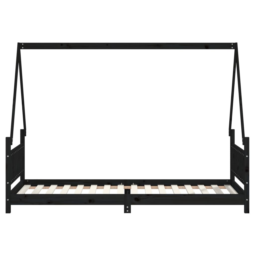 Cadre de lit pour enfants noir 80x200 cm bois de pin massif