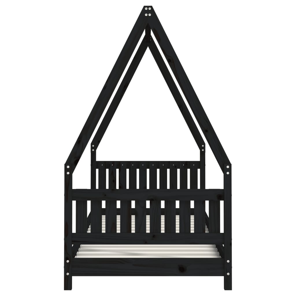 Cadre de lit pour enfants noir 80x200 cm bois de pin massif