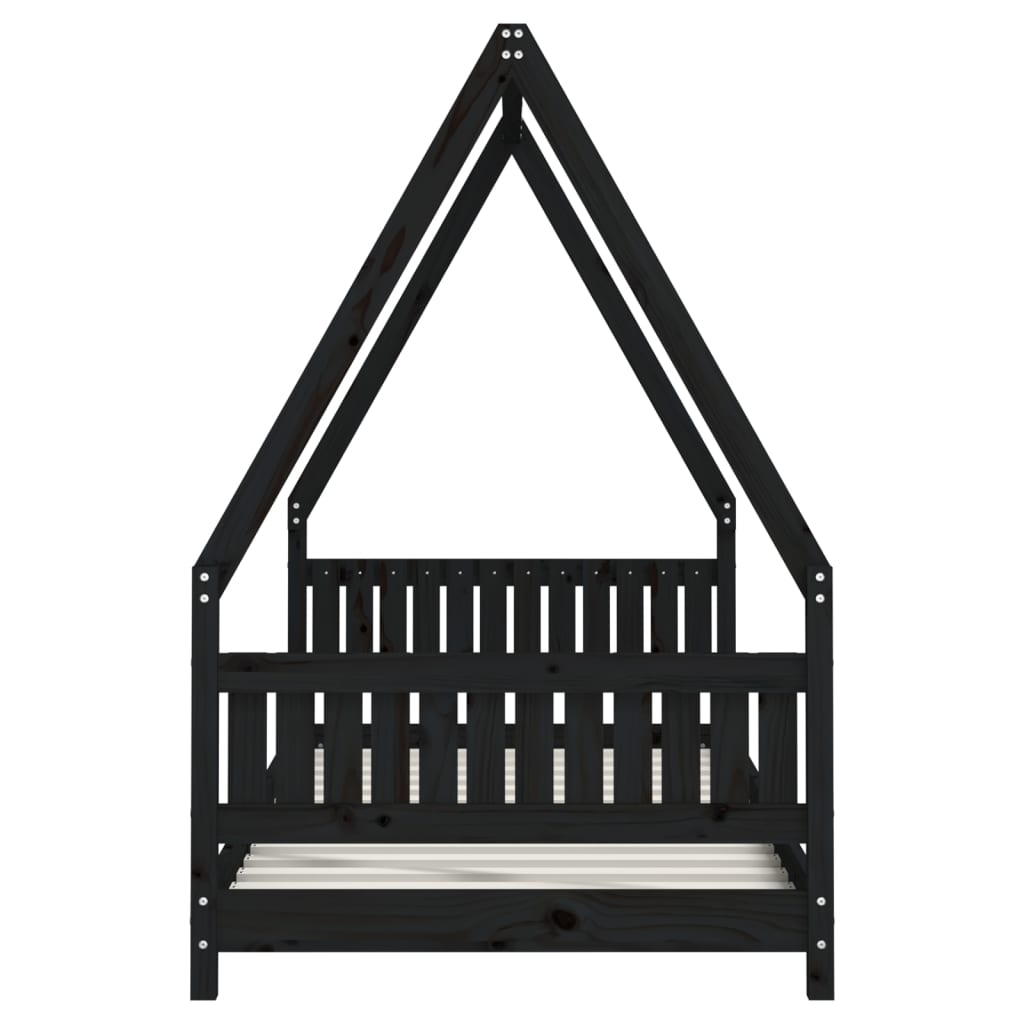 Cadre de lit pour enfants noir 90x190 cm bois de pin massif